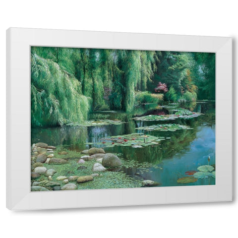 Waterlilies Pond White Modern Wood Framed Art Print by Unknown