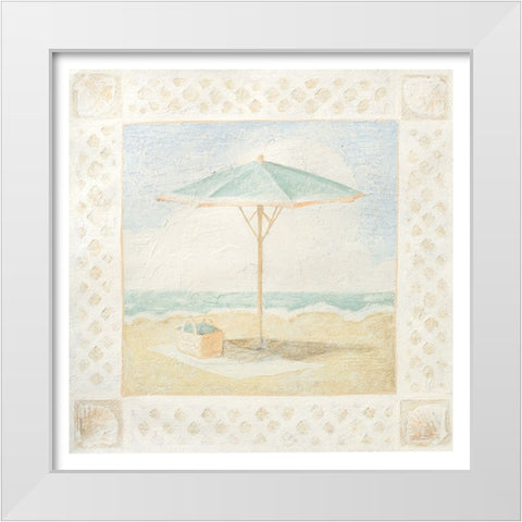 Beach Umbrella I White Modern Wood Framed Art Print by Unknown