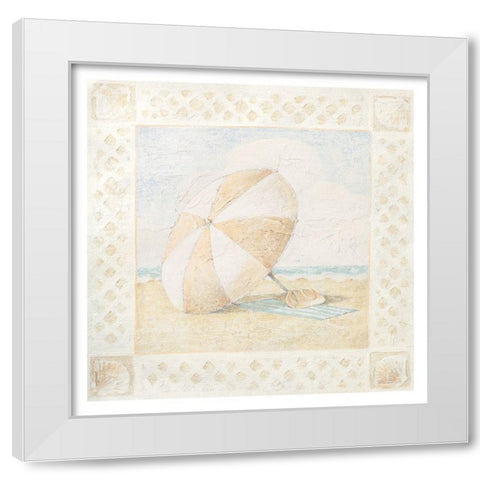 Beach Umbrella II White Modern Wood Framed Art Print by Unknown