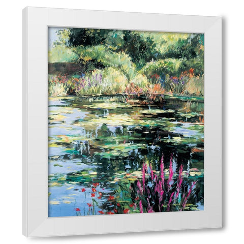 Pond of Flowers I White Modern Wood Framed Art Print by Unknown