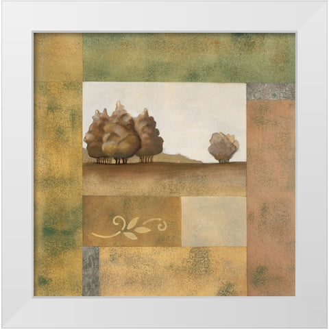 Golden Trees I White Modern Wood Framed Art Print by Unknown
