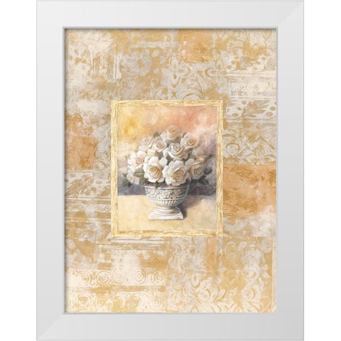 White Rose Damasque II White Modern Wood Framed Art Print by Unknown