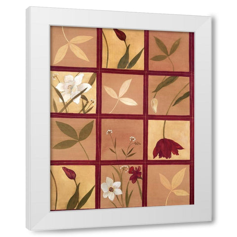 Windowpane of Flowers White Modern Wood Framed Art Print by Unknown