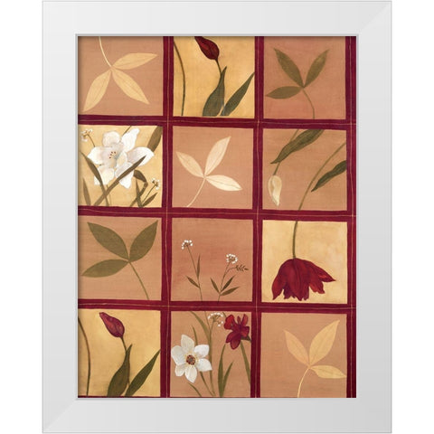 Windowpane of Flowers White Modern Wood Framed Art Print by Unknown