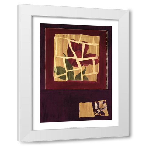 Floral Mosaic White Modern Wood Framed Art Print by Unknown