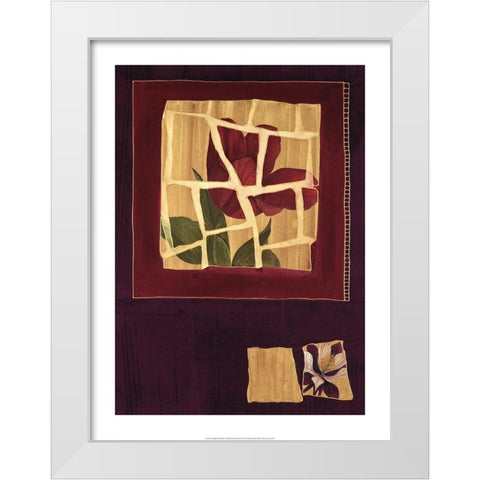 Floral Mosaic White Modern Wood Framed Art Print by Unknown