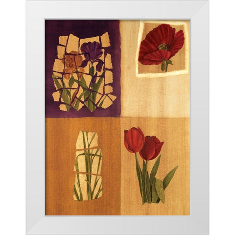 Floral Collage II White Modern Wood Framed Art Print by Unknown