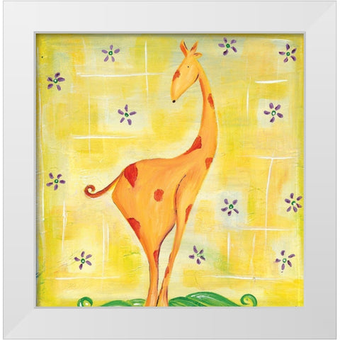 Giraffey White Modern Wood Framed Art Print by Unknown