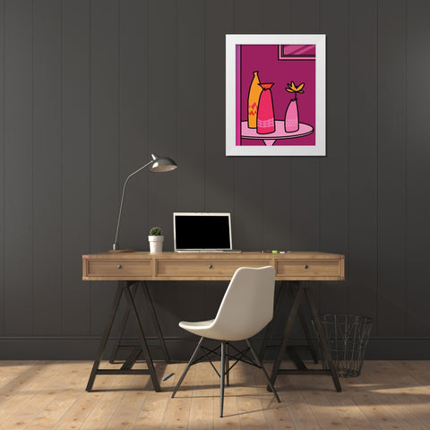 Colorful Vases I White Modern Wood Framed Art Print by Unknown