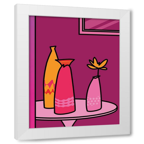 Colorful Vases I White Modern Wood Framed Art Print by Unknown