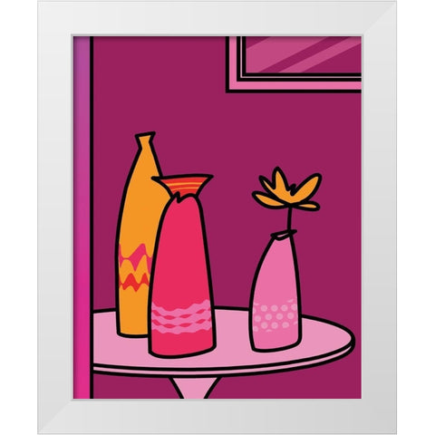 Colorful Vases I White Modern Wood Framed Art Print by Unknown