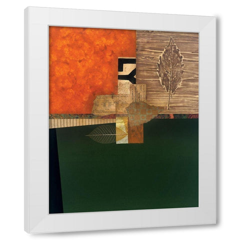 Golden Leaf I White Modern Wood Framed Art Print by Unknown