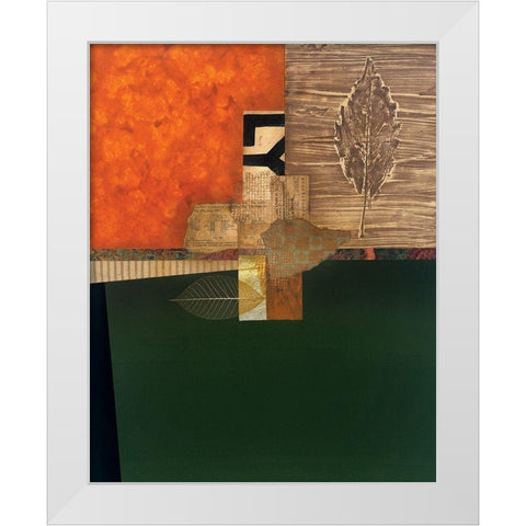 Golden Leaf I White Modern Wood Framed Art Print by Unknown