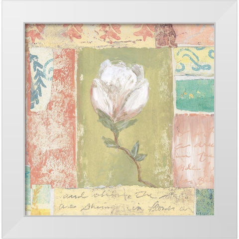 Floral Watercolor Collage I White Modern Wood Framed Art Print by Unknown