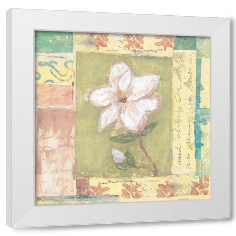 Floral Watercolor Collage II White Modern Wood Framed Art Print by Unknown