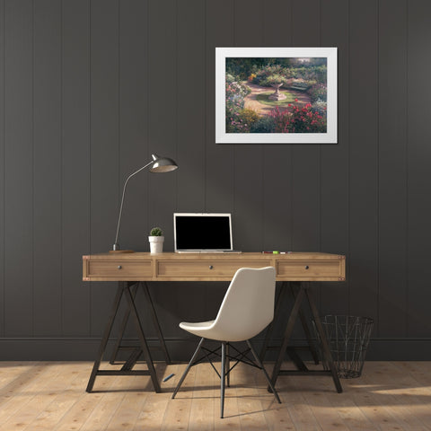 Garden Pedestal White Modern Wood Framed Art Print by Unknown