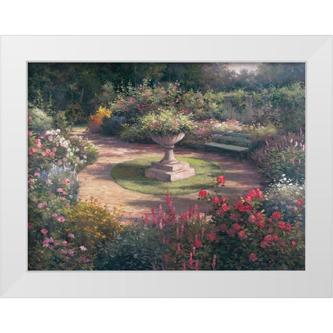 Garden Pedestal White Modern Wood Framed Art Print by Unknown