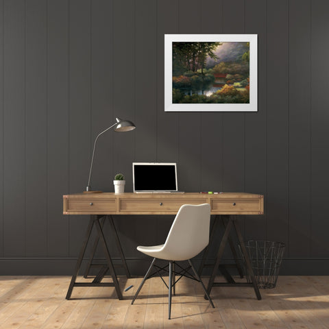 Red Bridge White Modern Wood Framed Art Print by Unknown