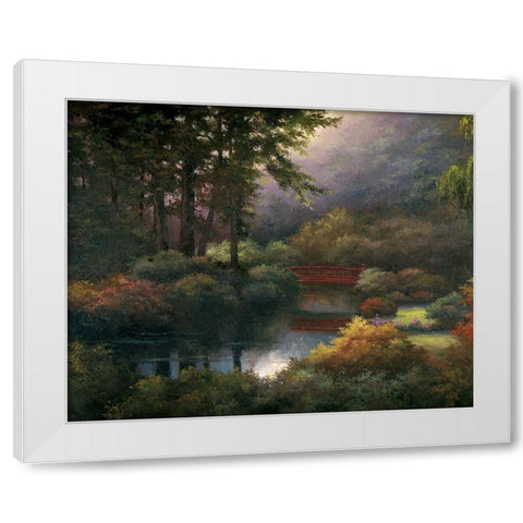 Red Bridge White Modern Wood Framed Art Print by Unknown