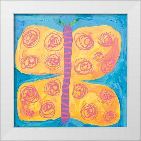 Butterfly White Modern Wood Framed Art Print by Unknown