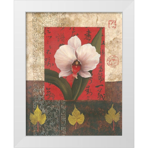 White Chinese Orchid White Modern Wood Framed Art Print by Unknown