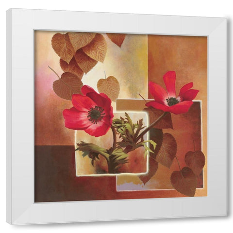 Red Poppy Collage White Modern Wood Framed Art Print by Unknown