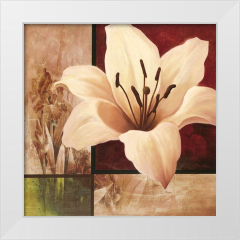 Lily Collage White Modern Wood Framed Art Print by Unknown