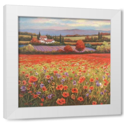 Poppy Pastures I White Modern Wood Framed Art Print by Unknown