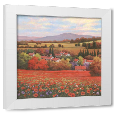 Poppy Pastures II White Modern Wood Framed Art Print by Unknown