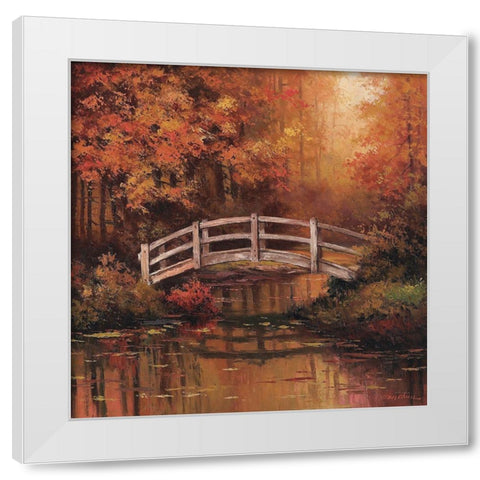 Wooden Bridge White Modern Wood Framed Art Print by Unknown