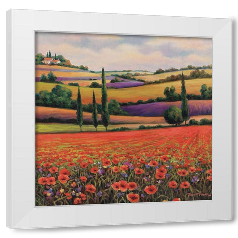 Fields of Poppies I White Modern Wood Framed Art Print by Unknown
