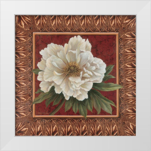Peony in red.Gold White Modern Wood Framed Art Print by Unknown