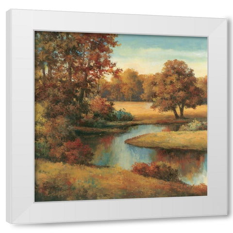 Lakeside Serenity I White Modern Wood Framed Art Print by Unknown