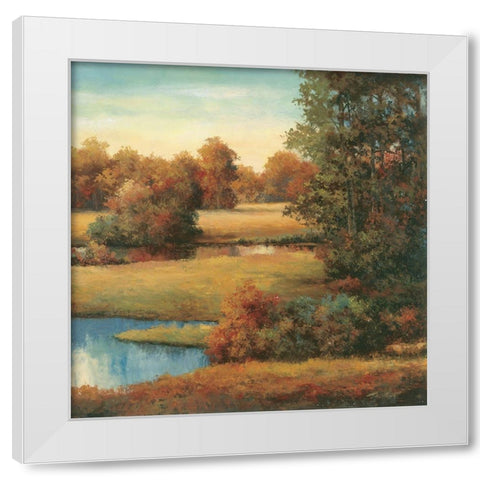 Lakeside Serenity II White Modern Wood Framed Art Print by Unknown