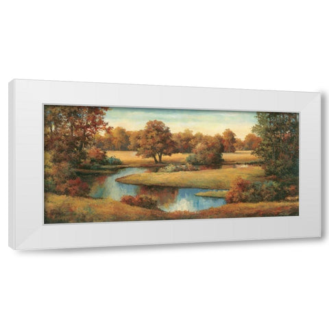 Lakeside Serenity White Modern Wood Framed Art Print by Unknown