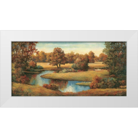 Lakeside Serenity White Modern Wood Framed Art Print by Unknown