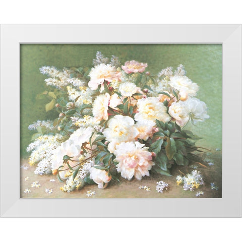 White Gladiolas White Modern Wood Framed Art Print by Unknown