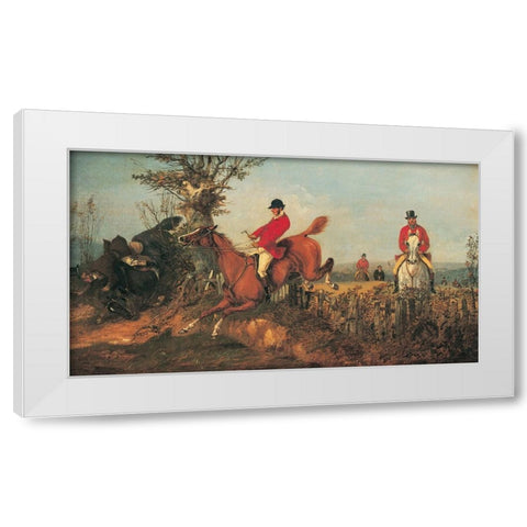 Fox Hunt White Modern Wood Framed Art Print by Unknown