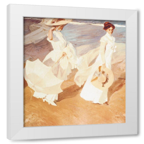 Two Victorian Women White Modern Wood Framed Art Print by Unknown