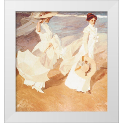 Two Victorian Women White Modern Wood Framed Art Print by Unknown