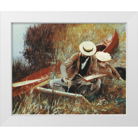 By the River White Modern Wood Framed Art Print by Unknown