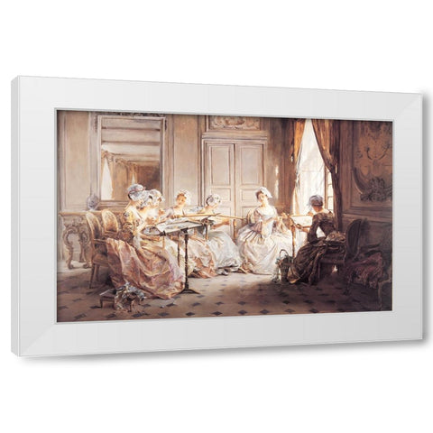 Sewing Club White Modern Wood Framed Art Print by Unknown