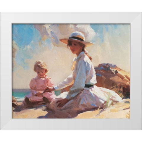 On the Beach White Modern Wood Framed Art Print by Unknown