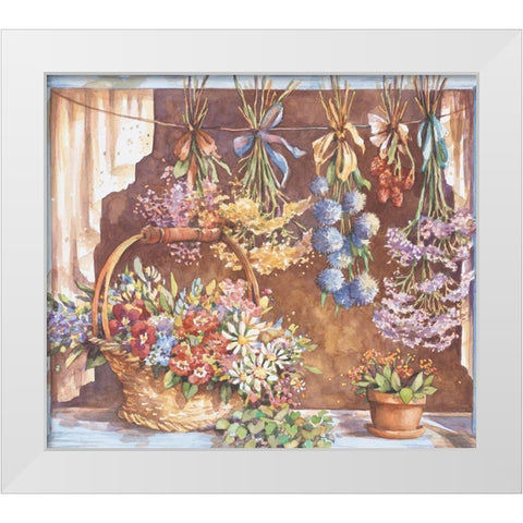 Window of Herbs II White Modern Wood Framed Art Print by Unknown