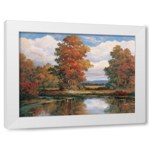Autumn Lake White Modern Wood Framed Art Print by Unknown