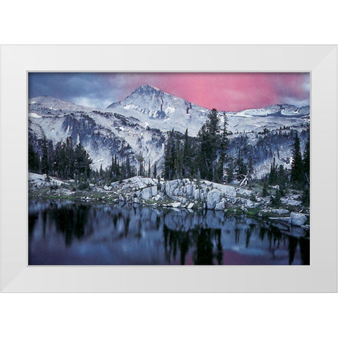 Mountain Reflection White Modern Wood Framed Art Print by Unknown
