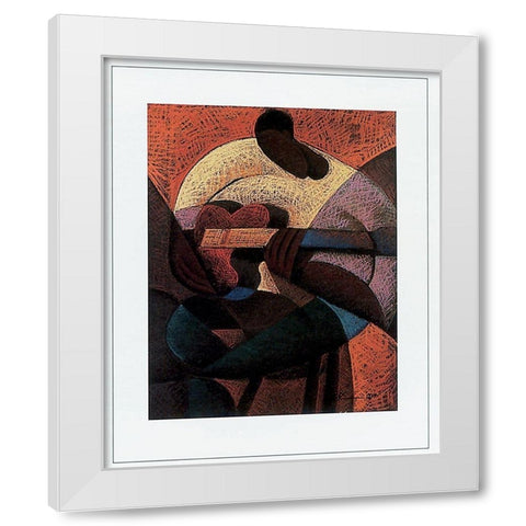 Guitar Strummin White Modern Wood Framed Art Print by Unknown