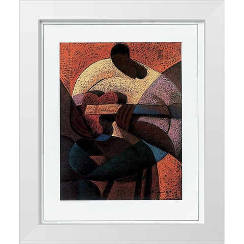 Guitar Strummin White Modern Wood Framed Art Print by Unknown