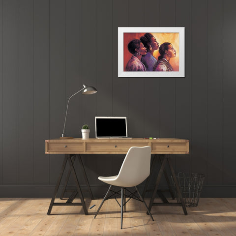 Three Women White Modern Wood Framed Art Print by Unknown