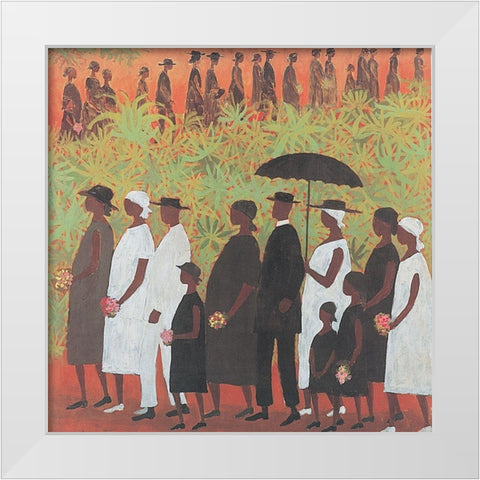Black Procession White Modern Wood Framed Art Print by Unknown